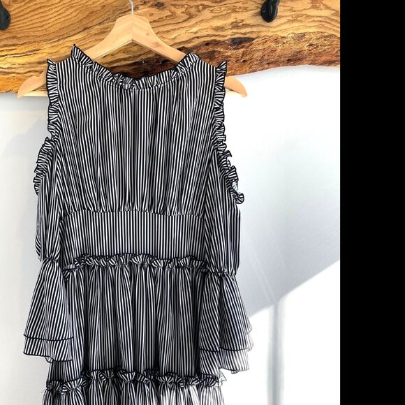 Maje Designer Beautiful Ruffle Stripped Dress - Size XS / SM- - Picture 1 of 5